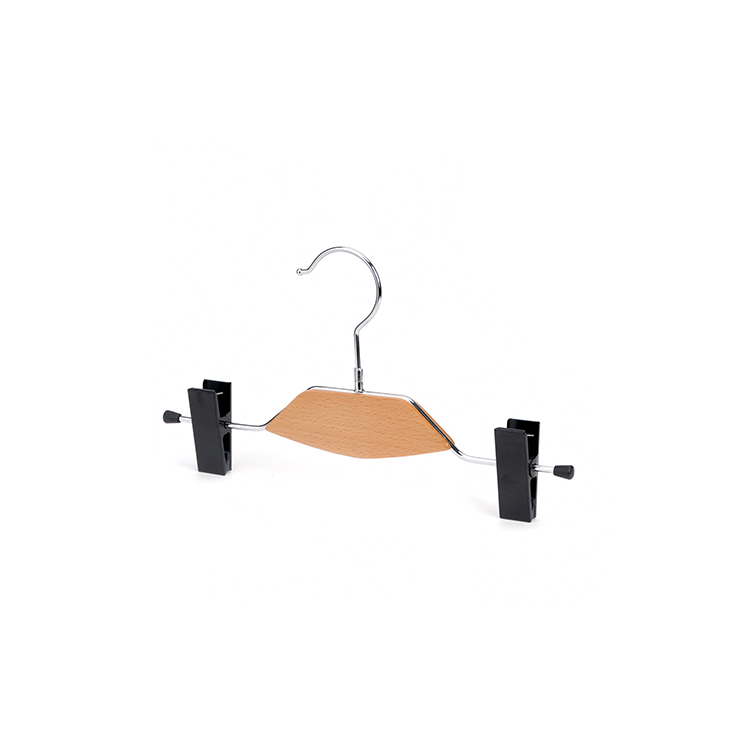 Metal Lingerie Hanger with clips and wooden plate for underpants Display And Wholesale Hangers