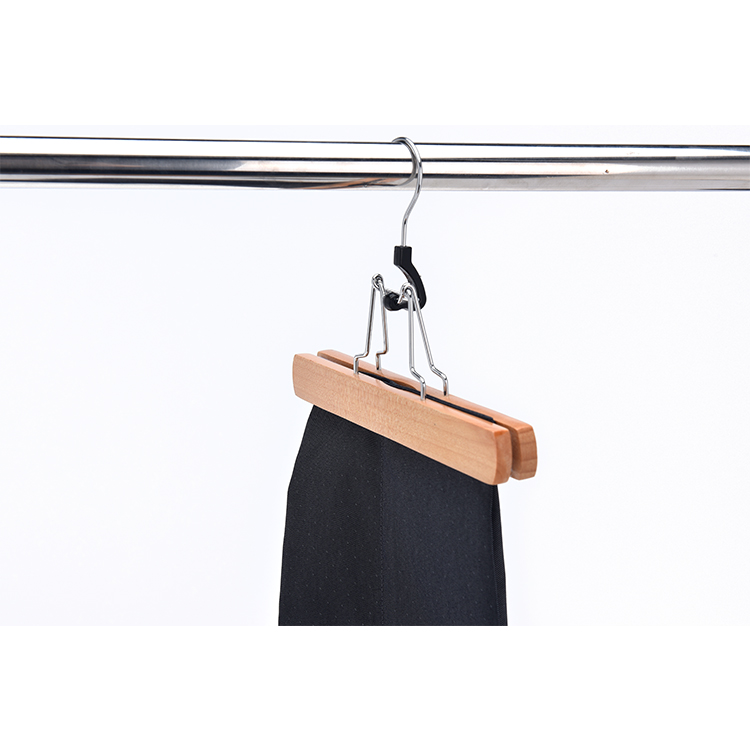 Lazery Natural Wooden Pants Hangers With 2 Adjustable Chrome Clips Clothing Hangers Heavy Duty 25 Pack