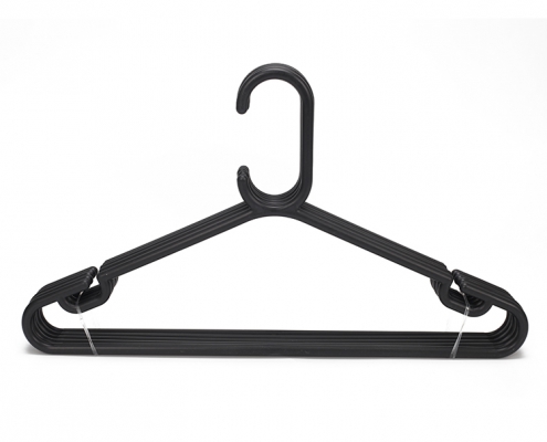 Black Plastic Hangers Clothes Garment Coat Hanger with Trouser Bar ...